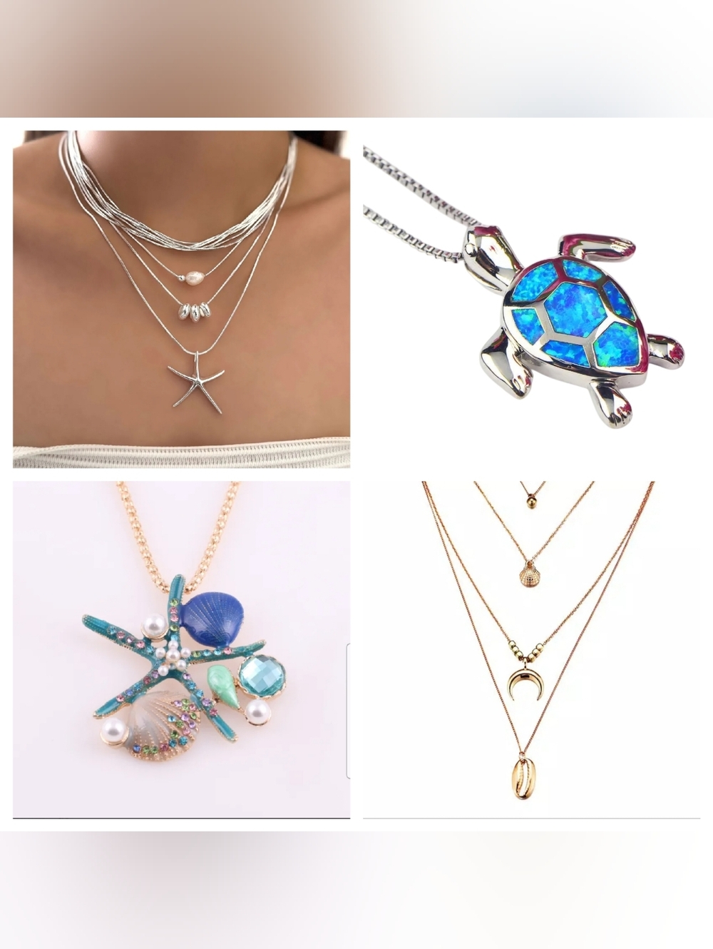 Blue Opal Turtle Pendant Necklace 925 Silver - Picture 15 of 16